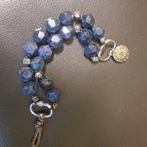 Double Strand Lucky Brand Navy and Silver Tone Bracelet